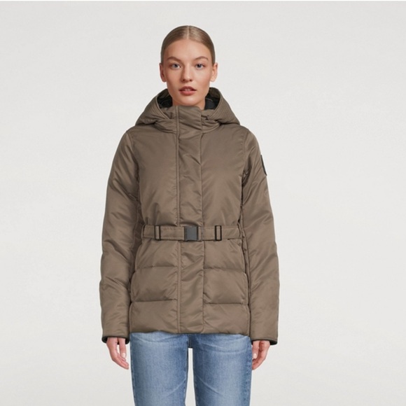 Canada Goose Jackets & Blazers - CANADA GOOSE McKenna Belted Down Performance Satin Jacket in Quicksand
